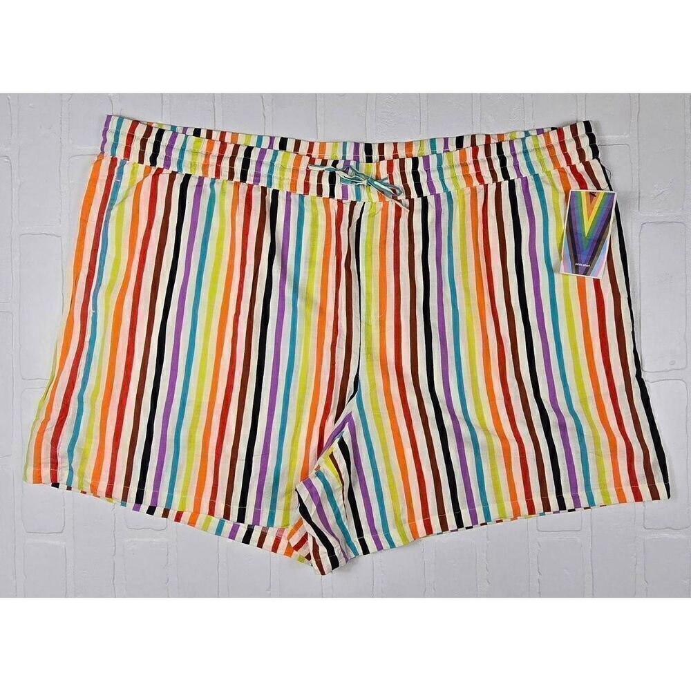 Pride Striped Men's Pull on Shorts 3X
